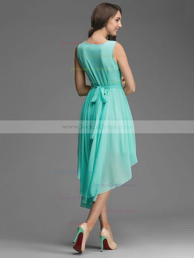 Wholesale A-line Scoop Neck Chiffon Asymmetrical Sashes / Ribbons Bridesmaid Dresses #JCD01012928