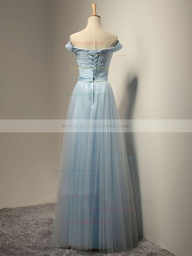A-line Off-the-shoulder Tulle Floor-length Sashes / Ribbons Pretty Bridesmaid Dresses #JCD01012931