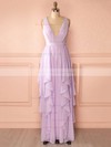A-line V-neck Chiffon Floor-length Sashes / Ribbons Beautiful Bridesmaid Dresses #JCD01012942