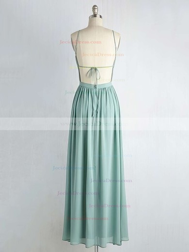 Backless A-line V-neck Chiffon Floor-length Ruffles Custom Bridesmaid Dresses #JCD01012947