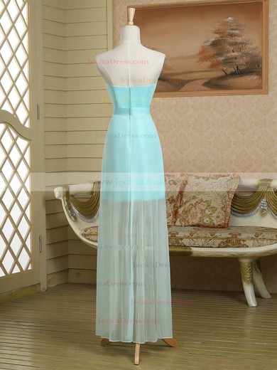 Sheath/Column Strapless Satin Chiffon Asymmetrical Ruffles Nice Bridesmaid Dress #JCD01012949