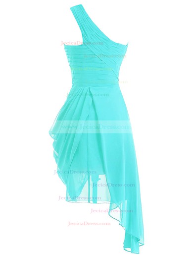 Burgundy A-line One Shoulder Chiffon Asymmetrical Ruffles Bridesmaid Dresses #JCD01012950