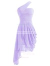 Burgundy A-line One Shoulder Chiffon Asymmetrical Ruffles Bridesmaid Dresses #JCD01012950