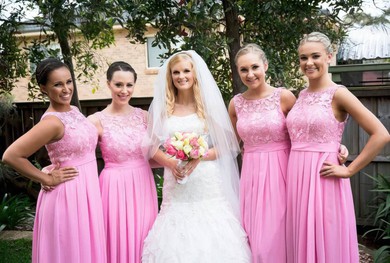 A-line Scoop Neck Chiffon Floor-length Lace Glamorous Bridesmaid Dresses #JCD01012951