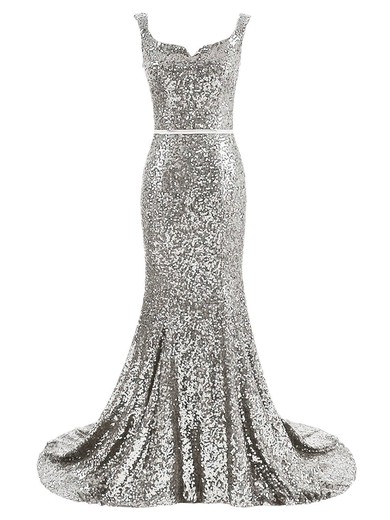 Ladies Trumpet/Mermaid Square Neckline Sequined Sashes / Ribbons Court Train Prom Dress #JCD020102680