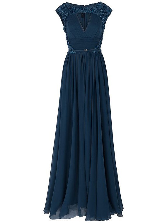 Stunning A-line Scoop Neck Chiffon Sashes / Ribbons Floor-length Prom Dresses #JCD020102706