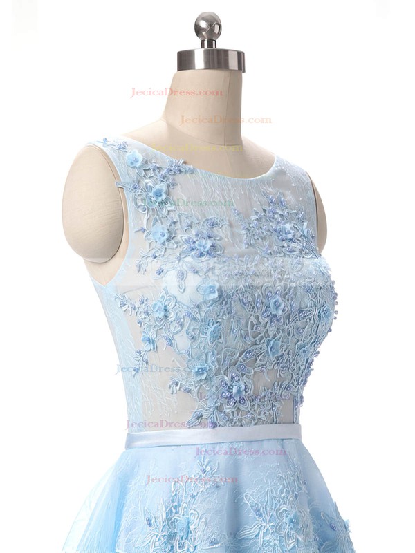 A-line Scoop Neck Lace with Appliques Lace Sweet Short/Mini Prom Dresses #JCD020102715