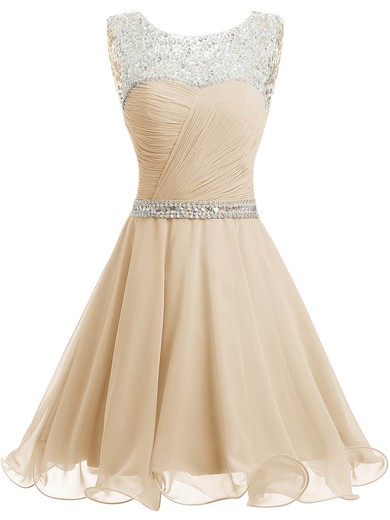 Short/Mini A-line Scoop Neck Chiffon with Beading Pretty Prom Dresses #JCD020102720