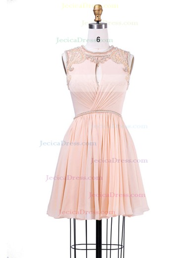Short/Mini A-line Scoop Neck Chiffon with Beading Cute Prom Dresses #JCD020102735