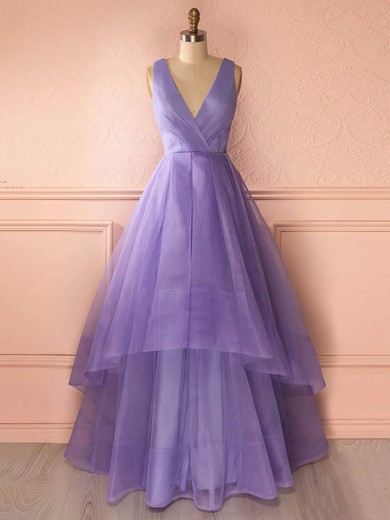 Princess Floor-length Tiered Organza V-neck Wholesale Prom Dresses #JCD020102740