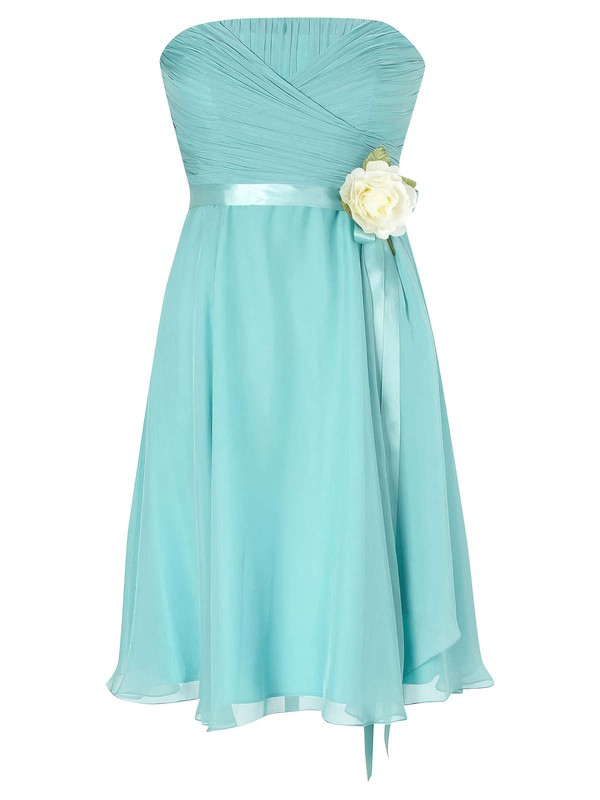 Empire Strapless Chiffon with Sashes / Ribbons Beautiful Knee-length Bridesmaid Dresses #JCD01012953
