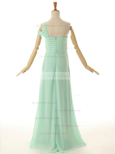 One Shoulder Empire Ruffles Chiffon Floor-length Modest Bridesmaid Dresses #JCD01012954