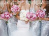 Exclusive Sheath/Column V-neck Sequined Floor-length Split Front Silver Bridesmaid Dresses #JCD01012961