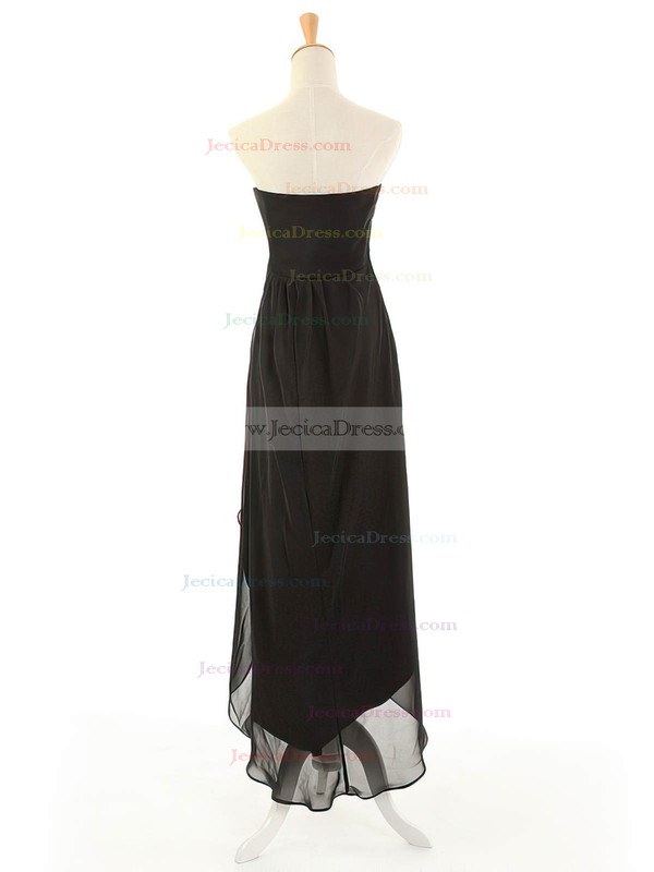 Black Empire Asymmetrical Chiffon with Beading Strapless Simple Bridesmaid Dresses #JCD01012963