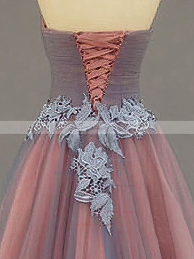 Discounted A-line Sweetheart Tulle with Appliques Lace Floor-length Prom Dresses #JCD020102618