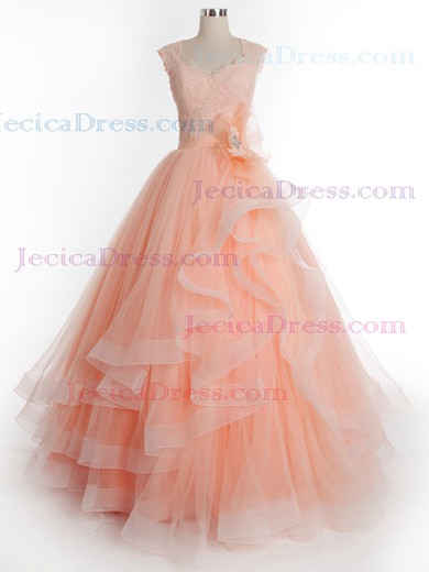 Princess Sweetheart Tulle with Appliques Lace Floor-length Modest Prom Dresses #JCD020102629