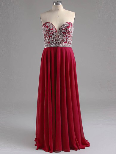 A-line Sweetheart Chiffon with Beading Floor-length Ladies Prom Dresses #ZPJCD020101055