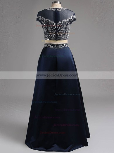 Fabulous A-line Scoop Neck Satin with Beading Two-piece Prom Dress #ZPJCD020101479