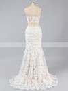 Perfect Sweetheart White Lace Ruffles Trumpet/Mermaid Two-pieces Prom Dress #ZPJCD020101491