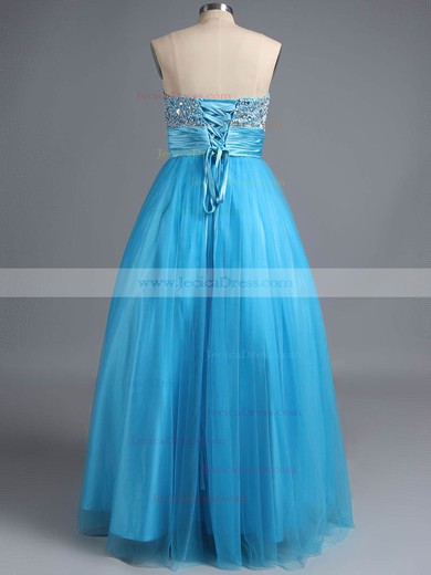 Great A-line Sweetheart Tulle with Beading Floor-length Blue Prom Dresses #ZPJCD02013430