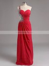 Red Backless Chiffon Beading One Shoulder Sheath/Column Original Prom Dress #ZPJCD02014517