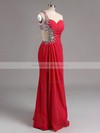 Red Backless Chiffon Beading One Shoulder Sheath/Column Original Prom Dress #ZPJCD02014517