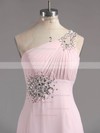 Perfect One Shoulder A-line Chiffon with Beading Pink Prom Dress #ZPJCD02014927
