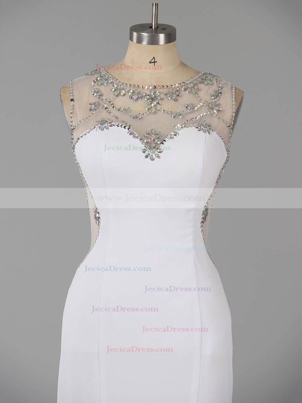 Scoop Neck Sheath/Column Chiffon with Beading Split Front Prom Dress #ZPJCD02015326