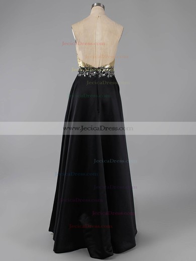 Scoop Neck Multi Colours Satin Tulle Sequined with Appliques Unique Prom Dresses #ZPJCD02016109