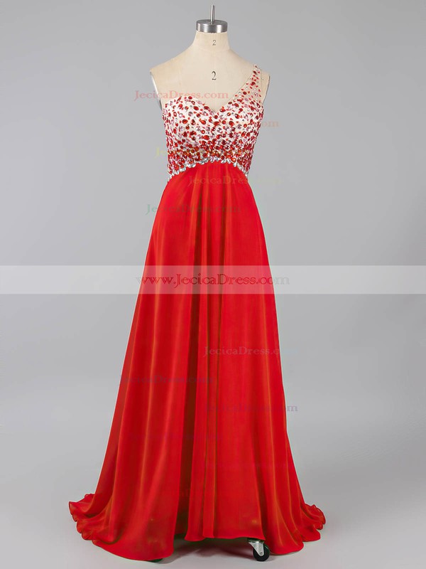 Open Back Lavender Chiffon Crystal Detailing One Shoulder Prom Dresses #ZPJCD02016732