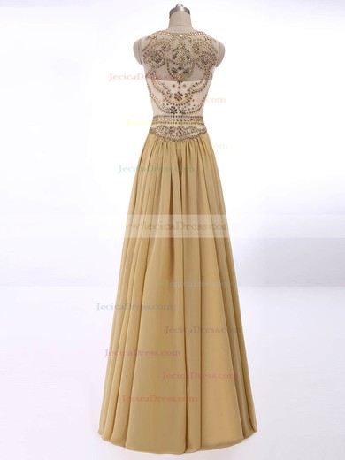 Fashion Scoop Neck Chiffon Tulle Beading Floor-length Prom Dress #ZPJCD02017415