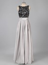 Perfect Satin Lace Ruffles Floor-length Scoop Neck Silver Prom Dress #ZPJCD02018648