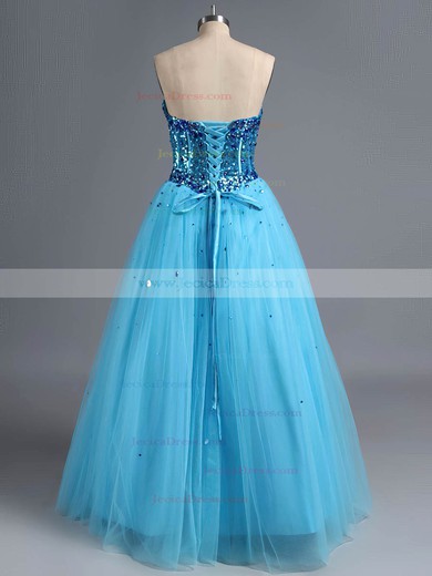 Sweetheart Floor-length Tulle with Sequins Unique Ball Gown Prom Dress #ZPJCD02071952