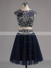 Two Piece A-line Scoop Neck Tulle with Beading Short/Mini Prom Dresses #ZPJCD020102039