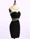 Sheath/Column Black Chiffon Tulle Beading Short/Mini Prom Dresses #ZPJCD020102221