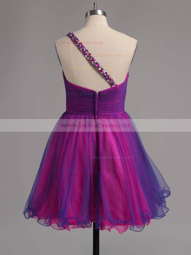 Original A-line Tulle with Beading Short/Mini One Shoulder Prom Dresses #ZPJCD02013221