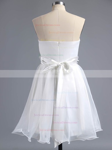 A-line Sweetheart White Organza Sashes / Ribbons Short/Mini Prom Dresses #ZPJCD02013244