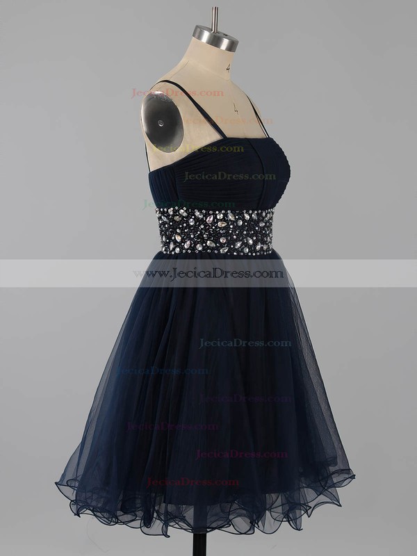 A-line Square Neckline Chiffon Beading Dark Navy Short/Mini Prom Dresses #ZPJCD02014651