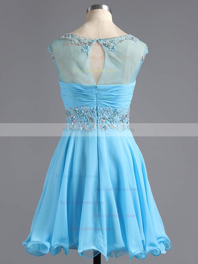 A-line Scoop Neck Chiffon Tulle Short/Mini Beading Classy Prom Dresses #ZPJCD02016425