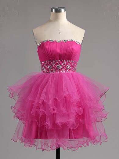 Boutique A-line Sweetheart Tulle Beading Short/Mini Prom Dresses #ZPJCD02041947