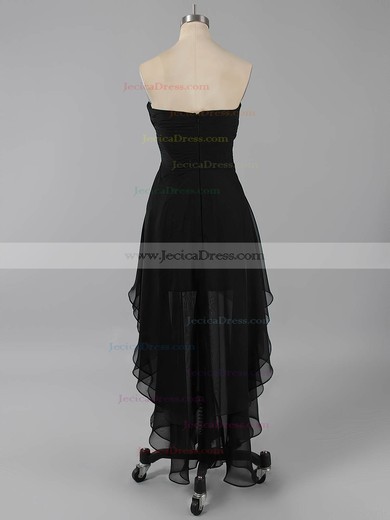 Promotion Empire Sweetheart Chiffon Asymmetrical Beading Black Prom Dresses #ZPJCD02042216