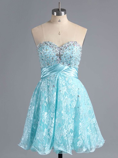 A-line Sweetheart Lace Short/Mini Beading New Arrival Prom Dresses #ZPJCD02042339