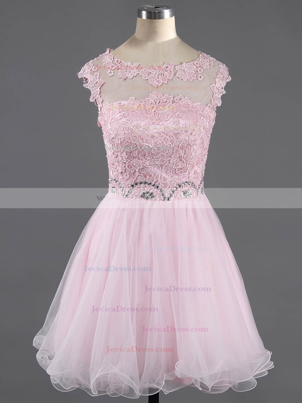 Glamorous A-line Scoop Neck Tulle Beading Short/Mini Prom Dresses #ZPJCD02042343
