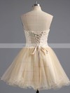Ball Gown Sweetheart Tulle Short/Mini Appliques Lace Champagne Prom Dresses #ZPJCD02042380