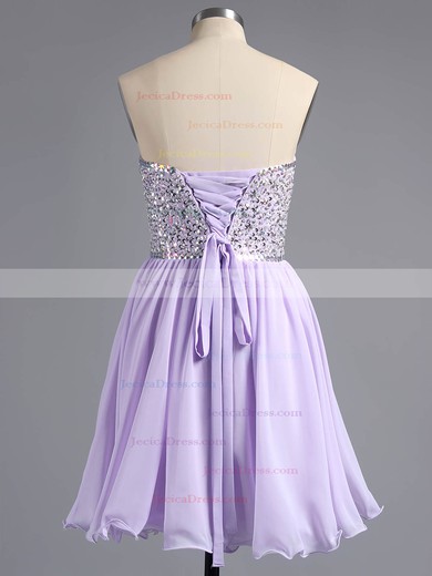 A-line Sweetheart Chiffon Short/Mini Beading Popular Prom Dresses #ZPJCD02042389
