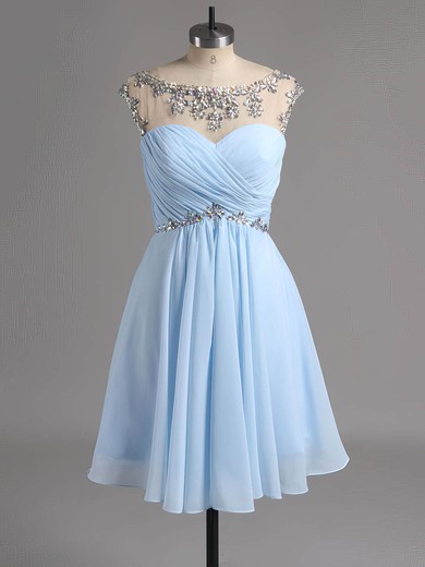 Online Backless A-line Scoop Neck Chiffon Beading Short/Mini Prom Dresses #ZPJCD02042461