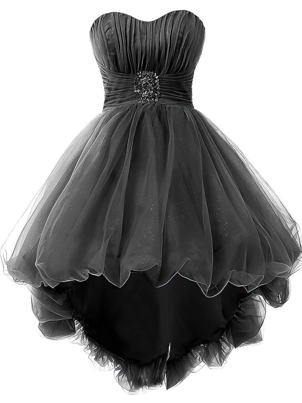Asymmetrical Princess Sweetheart Tulle with Beading Unique Prom Dresses #JCD020102748