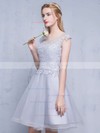 Short/Mini A-line Scoop Neck Tulle with Appliques Lace Sweet Prom Dress #JCD020102753
