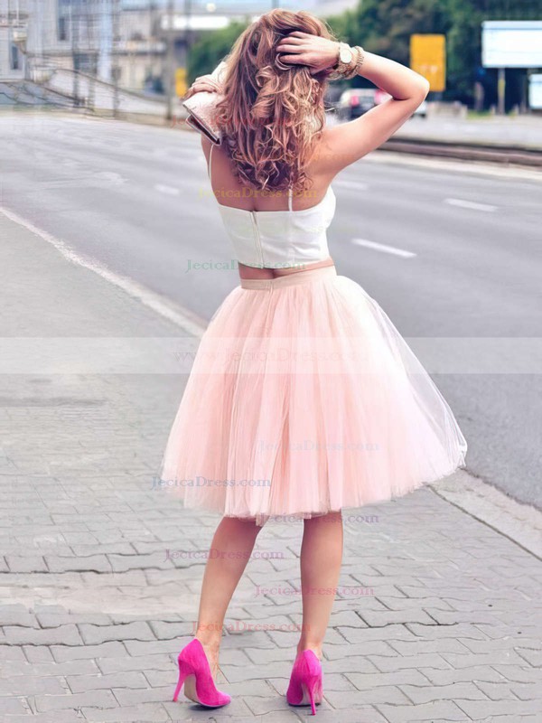 Two Piece Knee-length A-line Sweetheart Tulle Ruffles Popular Prom Dress #JCD020102755