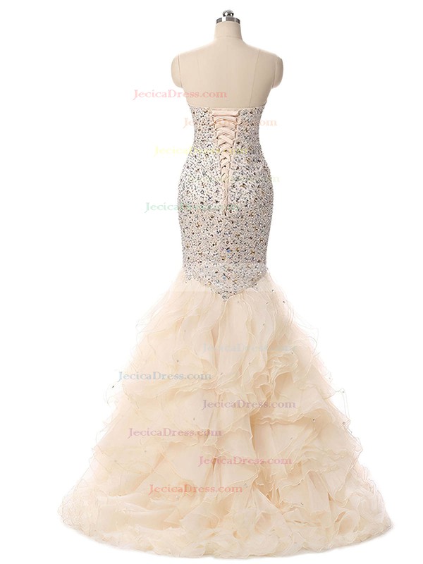 Trumpet/Mermaid Sweetheart Tulle with Beading Floor-length Amazing Prom Dress #JCD020102762